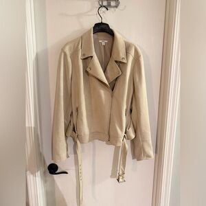 Bar III XXL Women's Cream Vegan Suede Moto Jacket